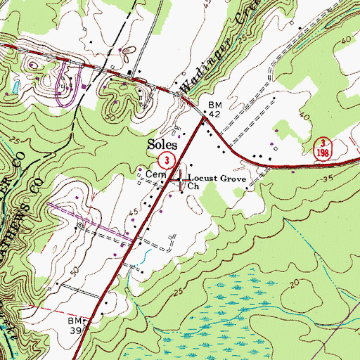 Topographic Map of Locust Grove Cemetery, VA
