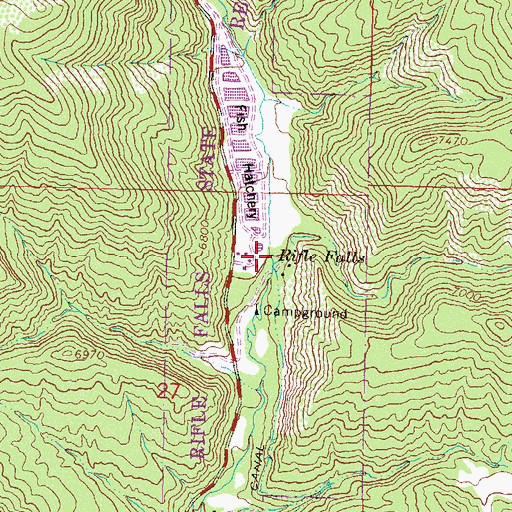 Topographic Map of Rifle Falls, CO