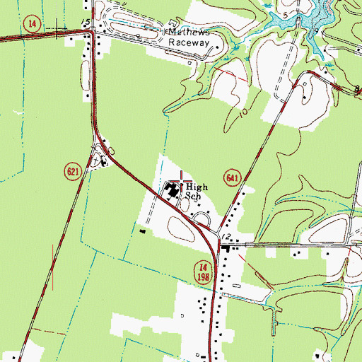Topographic Map of Mathews High School, VA