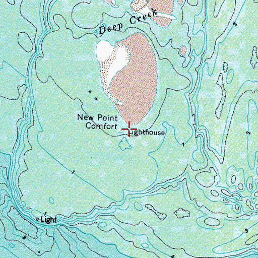 Topographic Map of New Point Comfort Lighthouse, VA