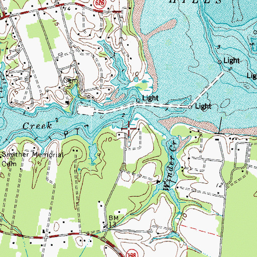 Topographic Map of Queens Creek Landing, VA