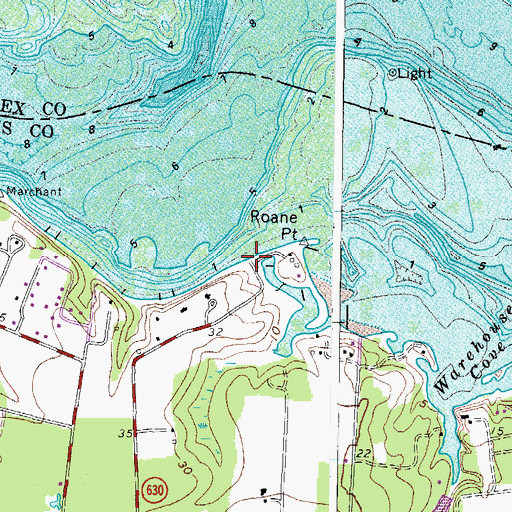 Topographic Map of Roanes Point Landing, VA