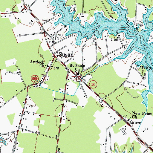Topographic Map of Saint Pauls Cemetery, VA