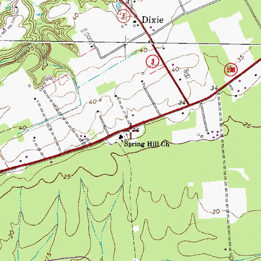 Topographic Map of Spring Hill Cemetery, VA