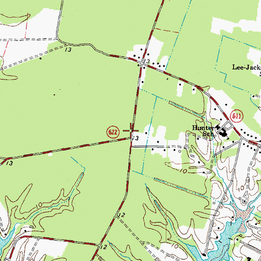 Topographic Map of Westville School (historical), VA