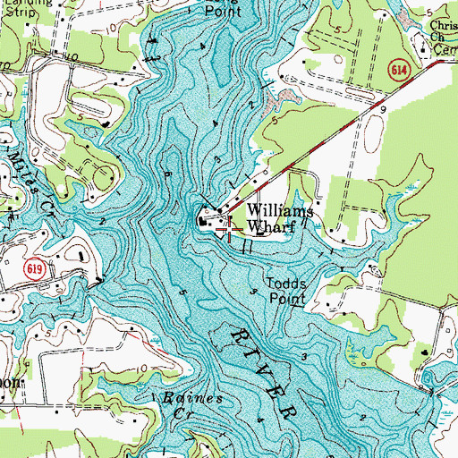 Topographic Map of Williams Wharf Landing, VA