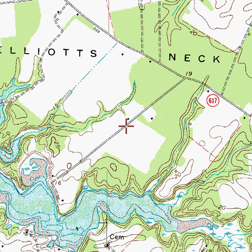 Topographic Map of Bayleys Neck Farm, VA