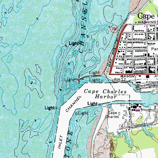 Topographic Map of Cape Charles City Harbor Northern Light, VA