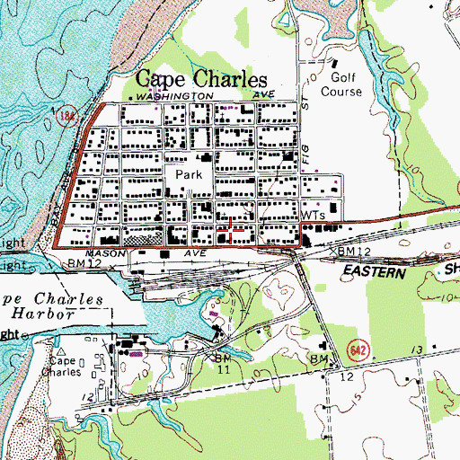 Topographic Map of Cape Charles Town Hall, VA