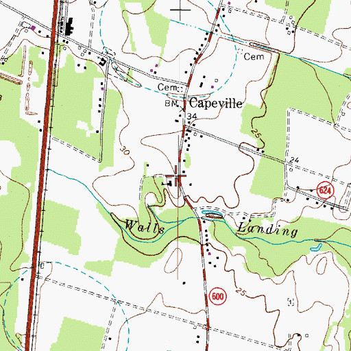 Topographic Map of Capeville Elementary School, VA