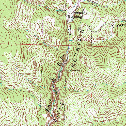 Topographic Map of Rifle Mountain Park, CO