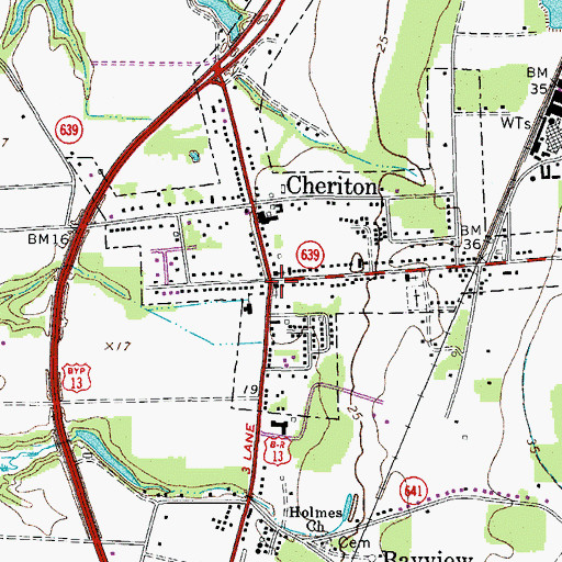 Topographic Map of Cheriton Methodist Church, VA