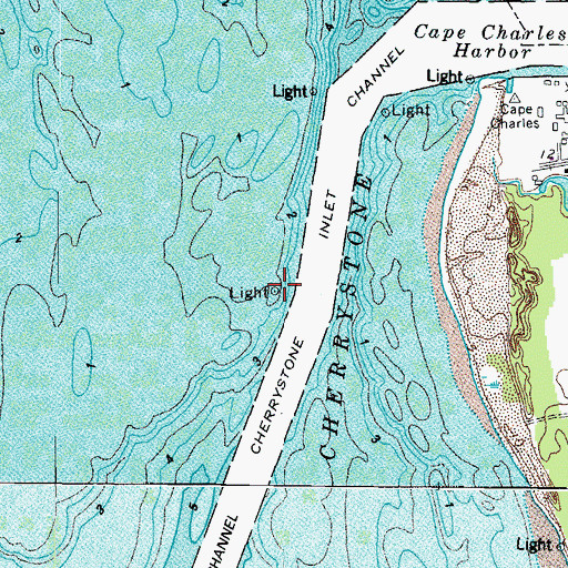 Topographic Map of Cherrystone Bar Light, VA