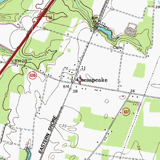 Topographic Map of Chesapeake Post Office (historical), VA
