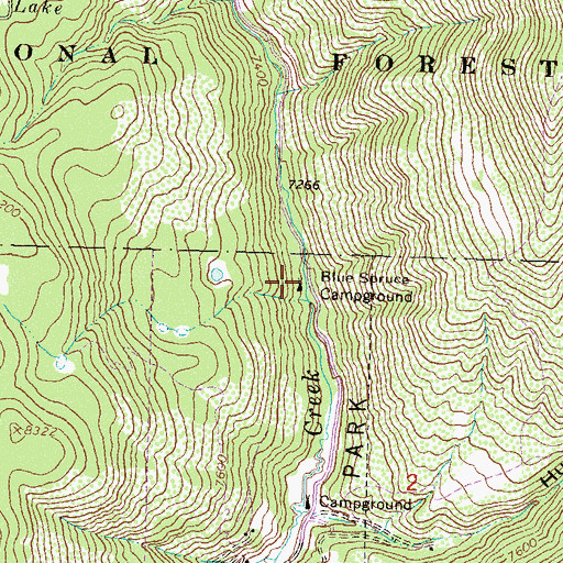 Topographic Map of Blue Spruce Campground, CO