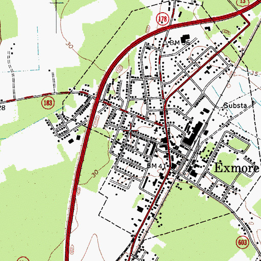 Topographic Map of Exmore Wesleyan School, VA