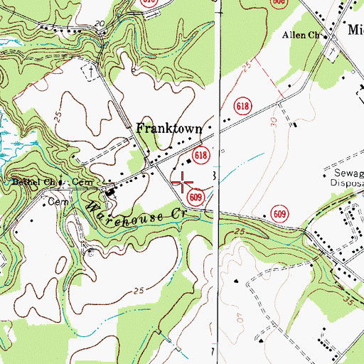 Topographic Map of Franktown Post Office, VA