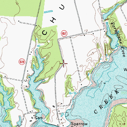 Topographic Map of Hungars Point, VA