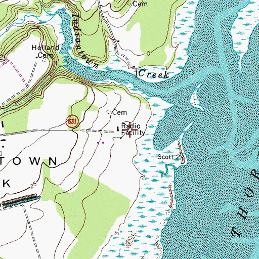 Topographic Map of Indiantown Recreation Park, VA