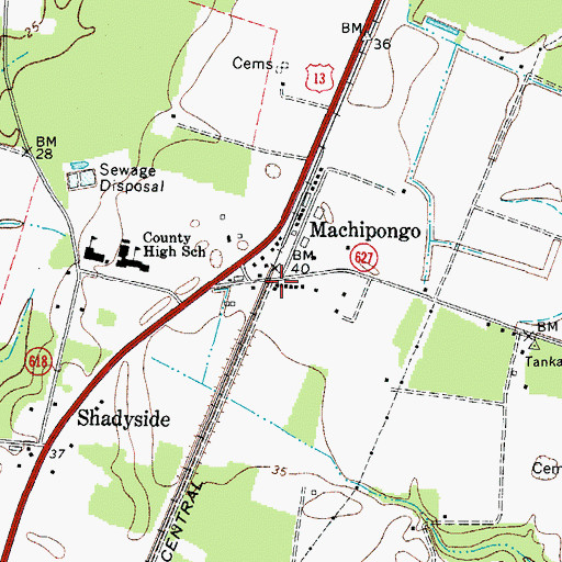 Topographic Map of Machipongo Post Office, VA