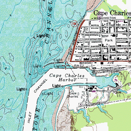 Topographic Map of North Jetty Light, VA