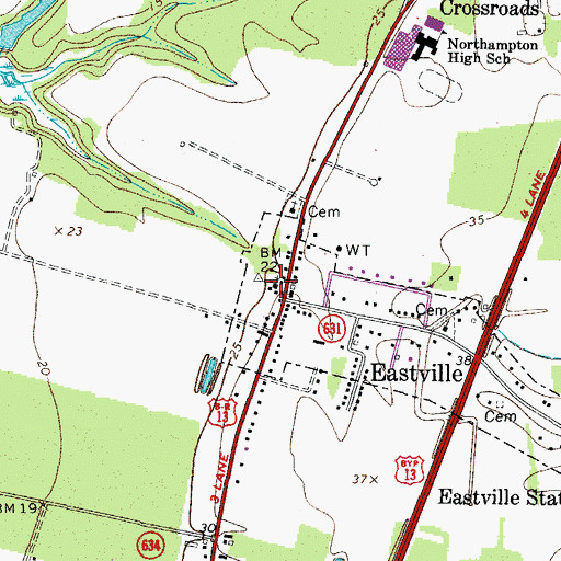 Topographic Map of Northampton County Courthouse, VA
