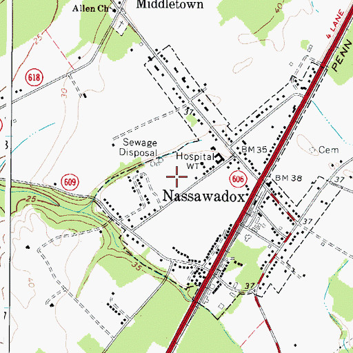 Topographic Map of Riverside Shore Memorial Hospital, VA