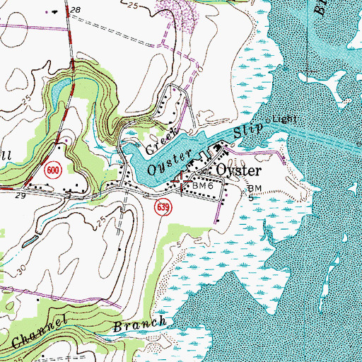 Topographic Map of Oyster Post Office, VA