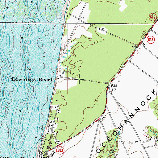Topographic Map of Peaceful Beach Estates, VA