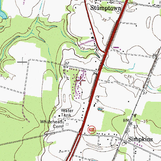 Topographic Map of The Meadows, VA