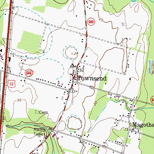 Topographic Map of Townsend Post Office, VA