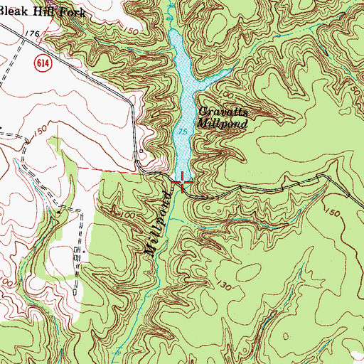 Topographic Map of Gravatts Mill (historical), VA