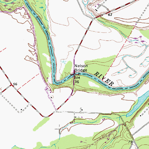 Topographic Map of Nelson Ferry (historical), VA