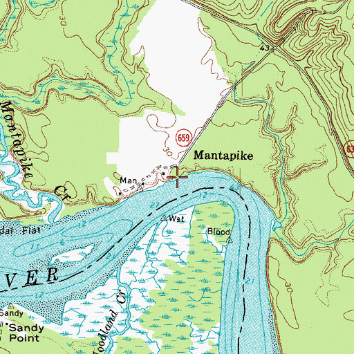 Topographic Map of Mantapike Landing, VA