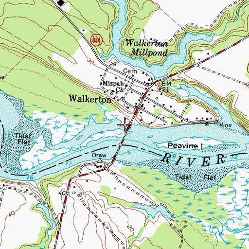 Topographic Map of Walkerton Landing, VA