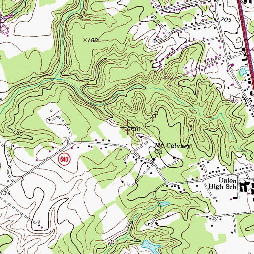 Topographic Map of Anderson Family Cemetery, VA