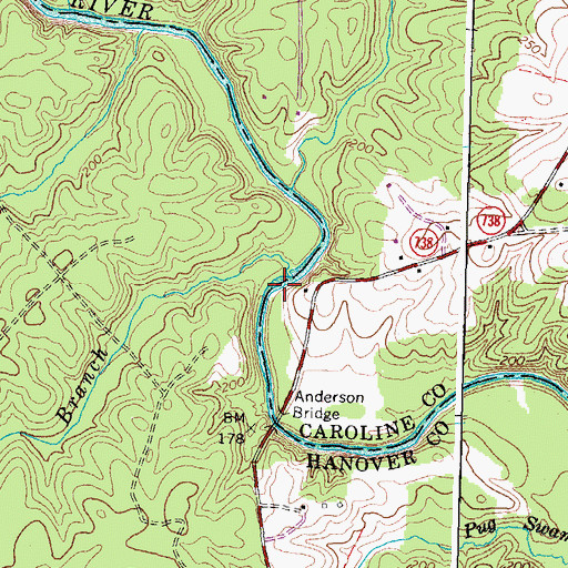 Topographic Map of Anderson Mill (historical), VA