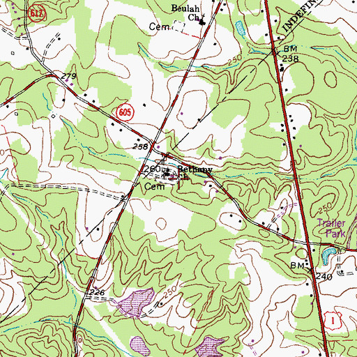 Topographic Map of Bethany Baptist Church Cemetery, VA