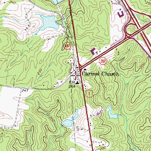 Topographic Map of Carmel Cemetery, VA