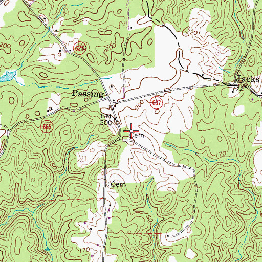 Topographic Map of Eagles Nest Cemetery, VA