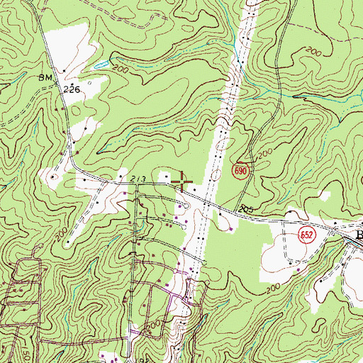 Topographic Map of Ruther Glen School (historical), VA