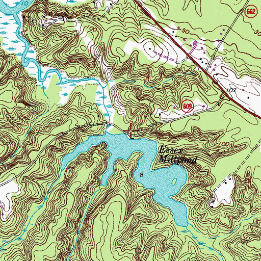 Topographic Map of Essex Mill (historical), VA