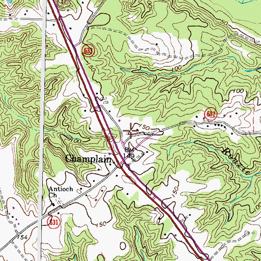Topographic Map of Saint Mathews Church (historical), VA
