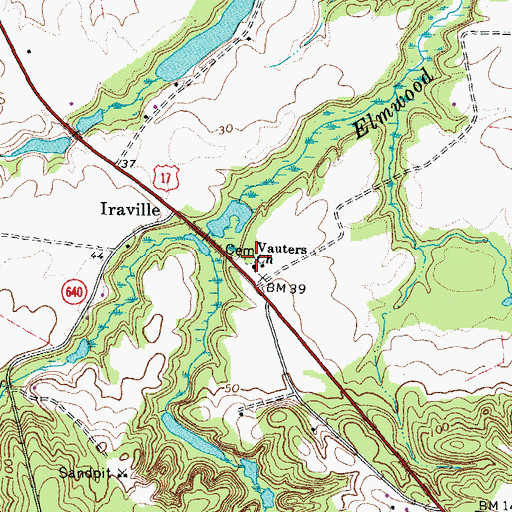 Topographic Map of Vauters Churchyard, VA