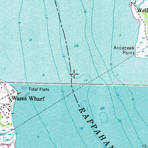 Topographic Map of Wares Ferry (historical), VA