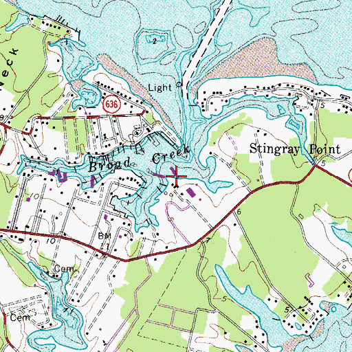Topographic Map of Chesapeake Cove Marina, VA