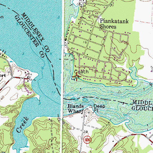 Topographic Map of Coach Point Landing, VA