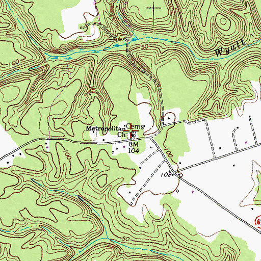 Topographic Map of Metropolitan Cemetery, VA