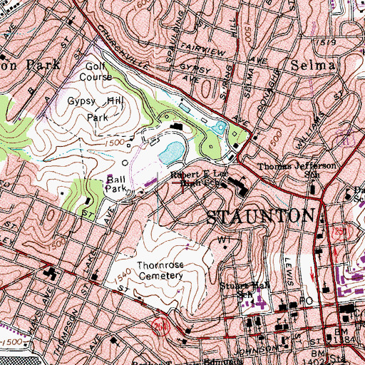 Topographic Map of Beverly Manor Elementary School (historical), VA