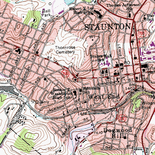 Topographic Map of Beverly Street Methodist Church, VA